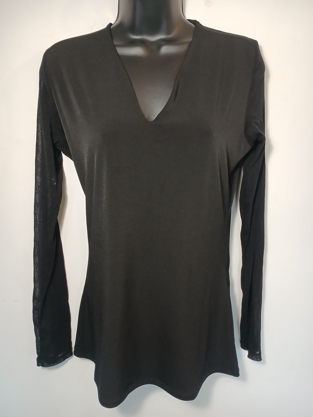 INC International Concepts Black V-Neck Long Sleeve Top